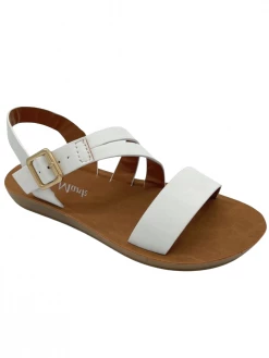 Sydney So Sweet Footwear White Double Back Strap Gold Buckle Girls Sandal