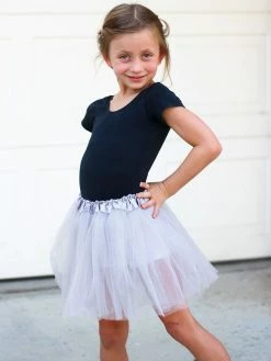 Sydney So Sweet Silver Gray Tutu Skirt - Kids Size 3-Layer Tulle Basic Ballet Dance Costume Tutus For Girls