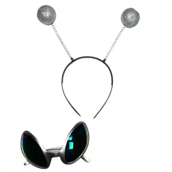 Sydney So Sweet Alien Headband Set - Silver Alien Headband Antennas & Alien Eyes Sunglasses