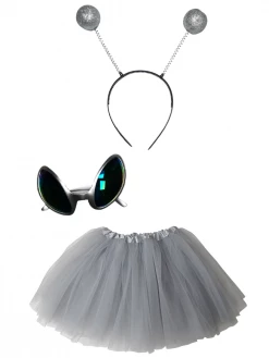 Sydney So Sweet Adult Alien Costume Silver - Tutu Skirt, Sunglasses, & Headband Set For Adult Or Plus Size Adult & Plus Tutu Costumes