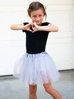Sydney So Sweet Silver Gray Tutu Skirt - Kids Size 3-Layer Tulle Basic Ballet Dance Costume Tutus For Girls