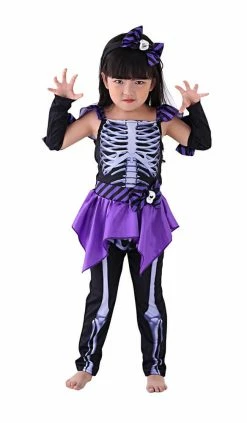 Sydney So Sweet Skeleton Costume, Girls Toddler Deluxe Girls Spooky Halloween Dress Up