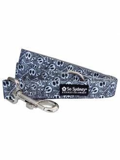 Sydney So Sweet Spooky Skull Halloween Skeleton - 5' Black & White Fund & Spooky Holiday Nylon Dog Leash