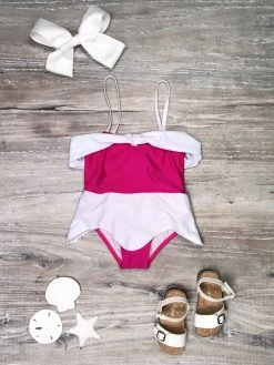 Sydney So Sweet Pink & White Sleeping Princess One Piece Girls Swimsuit