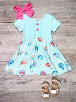 Sydney So Sweet Somewhere Over The Rainbow Blue & Pink Girls Dress New Arrivals