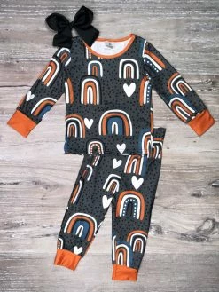 Sydney So Sweet Somewhere Over The Rainbow Polka Dot Heart Navy Girls Pajamas Loungewear, Joggers, & PJ's