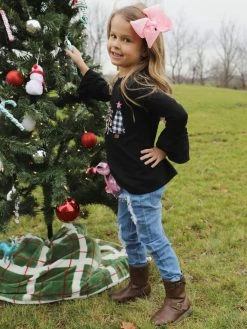 Sydney So Sweet Sparkle In Pink Tree Girls Distressed Denim Outfit