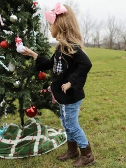 Sydney So Sweet Sparkle In Pink Tree Girls Distressed Denim Outfit