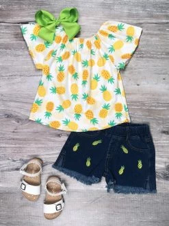 Sydney So Sweet Stand Tall Like A Pineapple Denim Girls Shorts Outfit Shorts & Capri Outfits