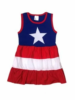 Sydney So Sweet New Arrivals Star Of The Show Striped Red White, & Blue Tiered Girls 4th Of July Dress