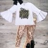 Sydney So Sweet Stay Wild Sassy Cheetah Gold Sequin Flare Girls Outfit 2 Piece Pants Outfits