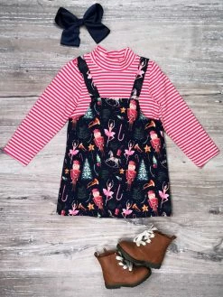 Sydney So Sweet Story Of The Nutcracker Pink Stripe Girls Christmas Dress Set Dresses & Skirt Sets