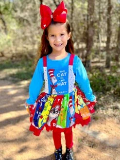 Sydney So Sweet Storybook Blue Colorful Girls Jumper Twirl Dress Set