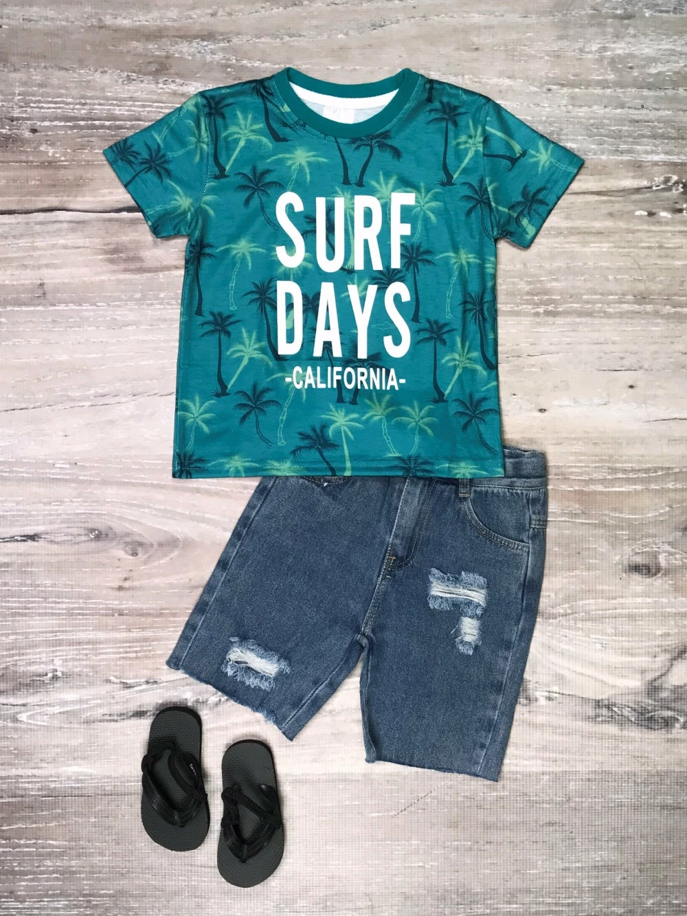 Sydney So Sweet California Surf Days Tropical Palm Tree Boys Denim Shorts Outfit 1 Sydney So Sweet California Surf Days Tropical Palm Tree Boys Denim Shorts Outfit