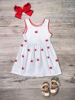 Sydney So Sweet Sweet Apple Stripe Blue Ric Rac Girls Tank Dress