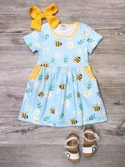 Sydney So Sweet Sweet As Can Bee Daisy Blue Girls Dress Dresses & Skirt Sets