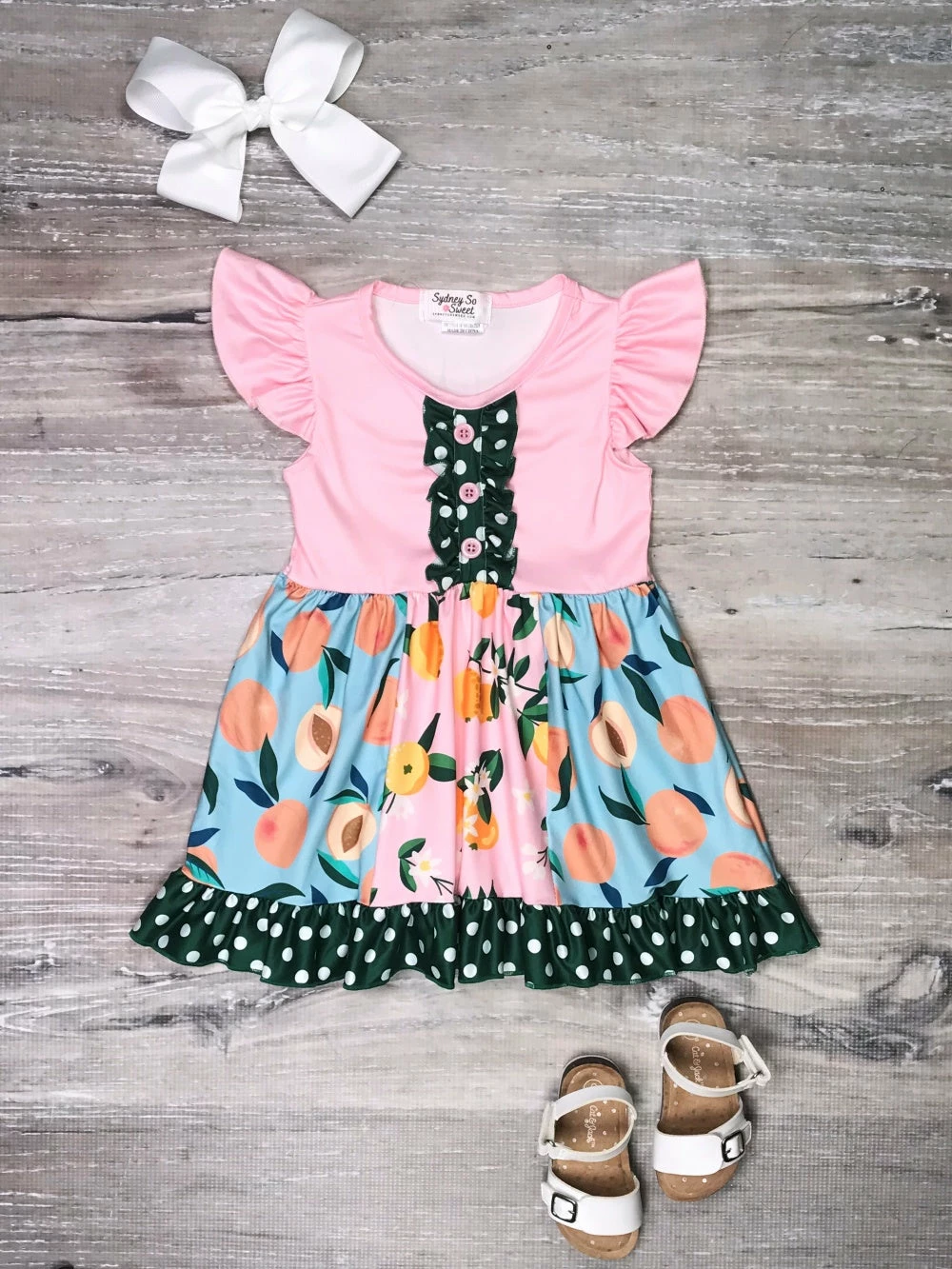 Sydney So Sweet New Arrivals Sweet As A Peach Pink Polka Dot Ruffle Girls Dress 1 Sydney So Sweet New Arrivals Sweet As A Peach Pink Polka Dot Ruffle Girls Dress