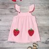 Sydney So Sweet Sweet Strawberry Squeeze Pink Gingham Flutter Girls Dress