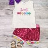 Sydney So Sweet Sweet Summer Ice Cream Pink Sequin Pom Girls Shorts Outfit Shorts & Capri Outfits