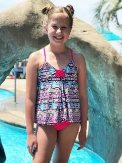 Sydney So Sweet Aztec Hot Pink Girls Swim Two Piece Tankini Swimsuit