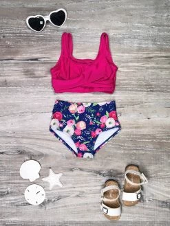 Sydney So Sweet Plum Poppy Perfection Two Piece Girls Swimsuit Set