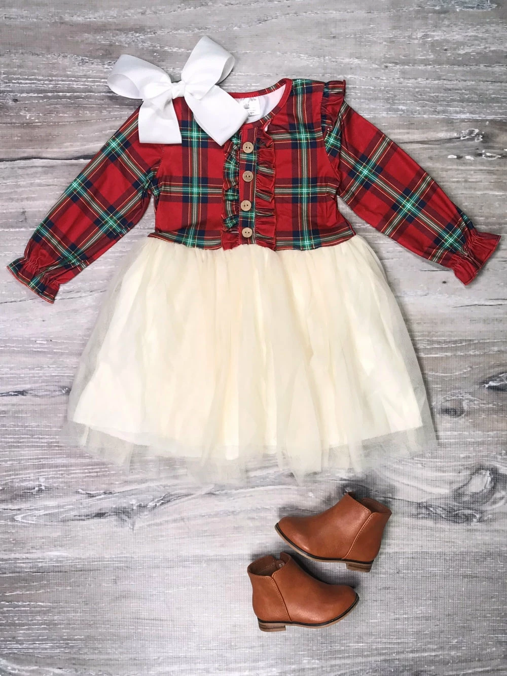Sydney So Sweet Tartan Plaid Cream Tulle Ruffle Girls Chiffon Tutu Dress Dresses & Skirt Sets 1 Sydney So Sweet Tartan Plaid Cream Tulle Ruffle Girls Chiffon Tutu Dress Dresses & Skirt Sets