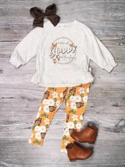 Sydney So Sweet 2 Piece Pants Outfits Think Happy Be Happy Butterfly Daisy Yellow Girls Outfit