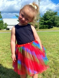 Sydney So Sweet Rainbow Red Tutu Skirt - Kids Size 3-Layer Tulle Basic Ballet Dance Costume Tutus For Girls