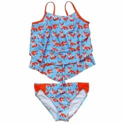 Sydney So Sweet Fox Hunt Girls Two Piece Swim Tiered Tankini Swimsuit