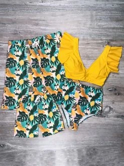Sydney So Sweet Mommy & Me & Family Swim Tropical Yellow Lemon Matching Family Swimsuits