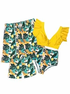 Sydney So Sweet Mommy & Me & Family Swim Tropical Yellow Lemon Matching Family Swimsuits
