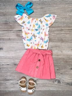 Sydney So Sweet True Beauty Butterfly Pink Flutter Girls Skirt Outfit Butterflies