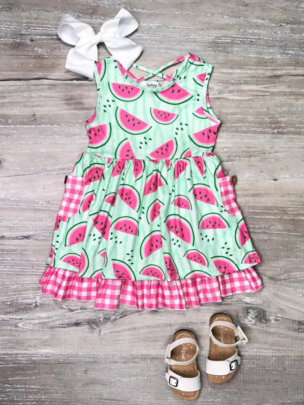 Sydney So Sweet Dresses & Skirt Sets Truly One In A Melon Watermelon Pink Gingham Ruffle Girls Dress 1 Sydney So Sweet Dresses & Skirt Sets Truly One In A Melon Watermelon Pink Gingham Ruffle Girls Dress