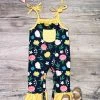 Sydney So Sweet Tulip Breeze Pink & Yellow Floral Tie Strap Baby Girls Romper