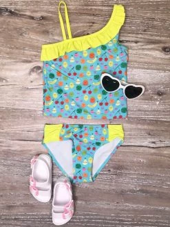 Sydney So Sweet Tutti Frutti One Shoulder Girls Two Piece Tankini Swimsuit
