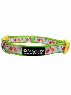 Sydney So Sweet Sweet Pup Tweet Birds Green & Blue Comfy, Adjustable Cute Dog Collar