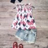 Sydney So Sweet USA American Flag Smocked Light Wash Denim Girls Shorts Outfit New Arrivals