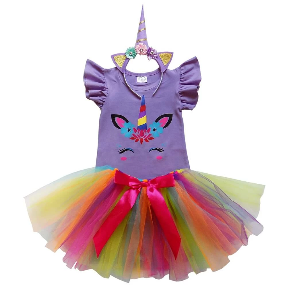 Sydney So Sweet Purple Rainbow Unicorn Costume - Tutu Skirt, Headband & Top Dress Up Set 3 Sydney So Sweet Purple Rainbow Unicorn Costume - Tutu Skirt, Headband & Top Dress Up Set