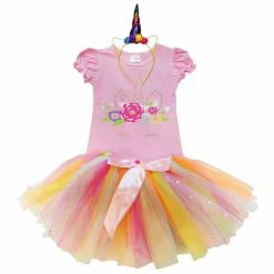 Sydney So Sweet Costumes For Kids Unicorn Costume - Pink Rainbow Girls Tutu Skirt & Top Set