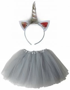 Sydney So Sweet Girls Silver Metallic Unicorn Tutu Skirt Costume Complete Set With Headband Horn Costumes For Kids