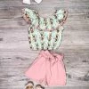 Sydney So Sweet Velveteen Rabbit Mint & Pink Floral Girls Shorts Outfit Shorts & Capri Outfits