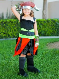 Sydney So Sweet Viking Costume, Deluxe Girl's Or Toddler Viking Halloween Dress Up Costumes For Kids