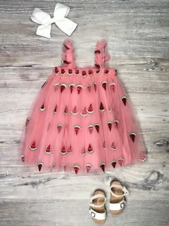 Sydney So Sweet Watermelon Pink Party Tulle Chiffon Girls Dress