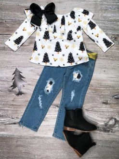 Sydney So Sweet Golden Winter Wonderland Girls Denim Patch Set