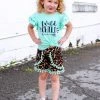 Sydney So Sweet Wild Child Mint Cheetah Pom Pom Ruffle Girls Shorts Outfit New Arrivals
