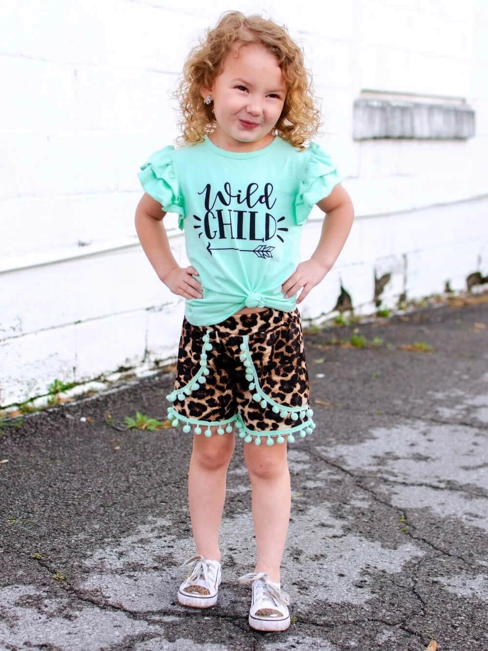 Sydney So Sweet Wild Child Mint Cheetah Pom Pom Ruffle Girls Shorts Outfit New Arrivals 1 Sydney So Sweet Wild Child Mint Cheetah Pom Pom Ruffle Girls Shorts Outfit New Arrivals