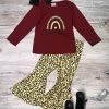 Sydney So Sweet Wild One Burgundy Boho Rainbow Cheetah Girls Bell Bottom Outfit