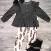 Sydney So Sweet 2 Piece Pants Outfits Wild Spirit Cheetah Feather Gray Ruffle Button Girls Outfit