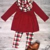 Sydney So Sweet Scarf Outfits Winter Buffalo Plaid Red & Black Girls Scarf Outfit