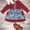Sydney So Sweet Dresses & Skirt Sets Winter Ooo La Llama Burgundy Blue Ruffle Girls Dress